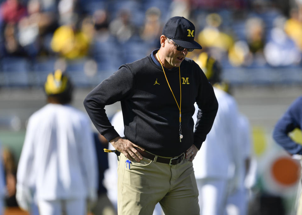 This season managed to get worse for Michigan and head coach Jim Harbaugh despite beating Rutgers. (Roy K. Miller/Icon Sportswire via Getty Images)