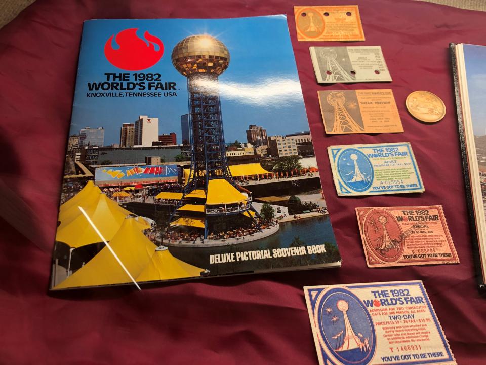 Tickets and a deluxe World’s Fair book are on display at the McClung Historical Collection in downtown Knoxville in connection with the 40th annversary of the fair. July 20, 2022.