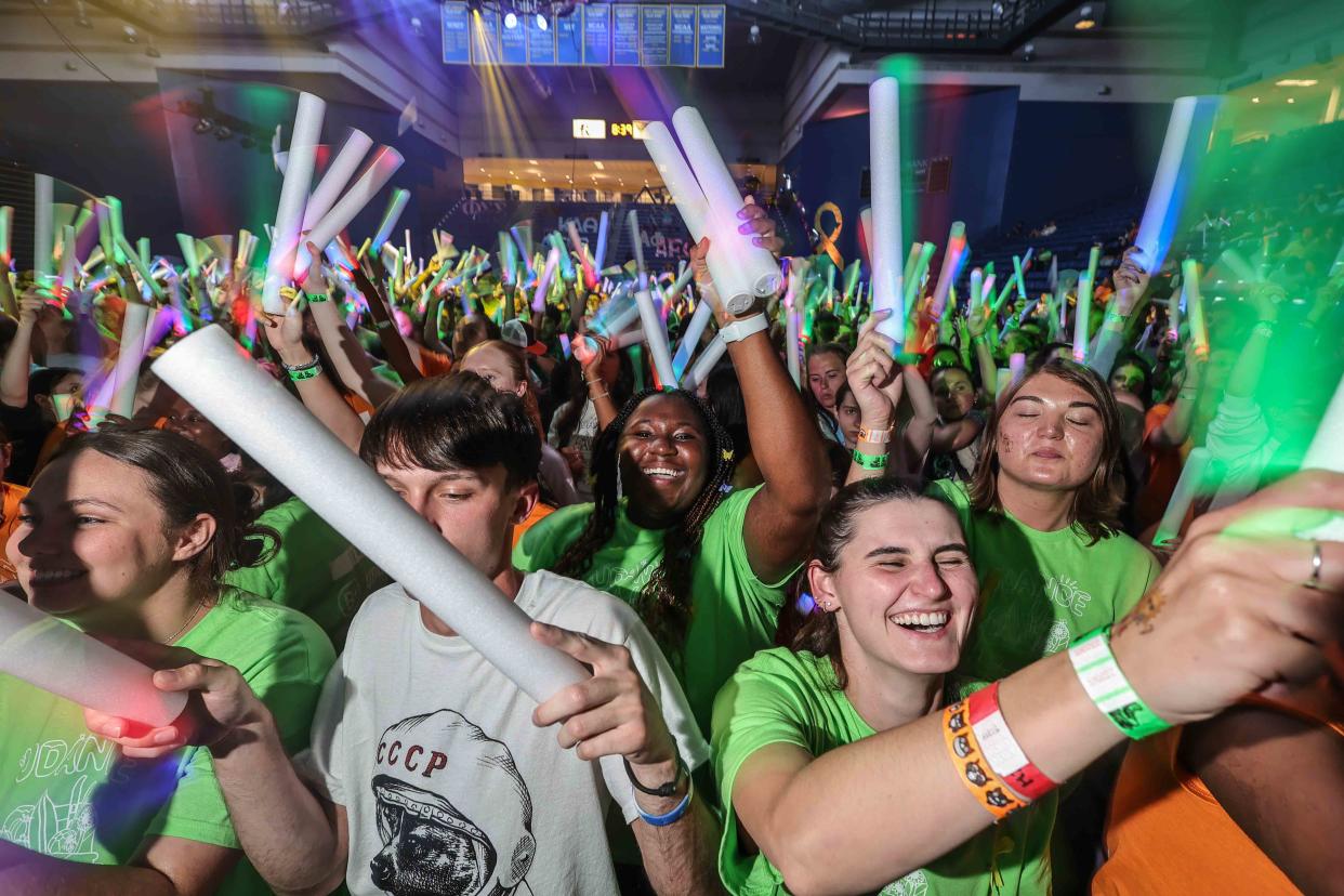 Many participated in the annual UDance marathon on Sunday, April 23, 2023 at the Bob Carpenter Center on the campus of the University of Delaware.