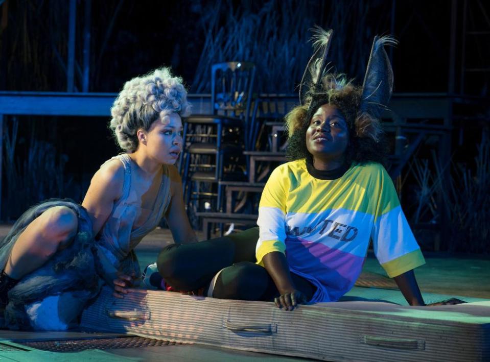 Amber James as Titania and Susan Wokoma as Bottom in A Midsummer Night’s Dream at the Regent’s Park Open Air theatre in 2019.