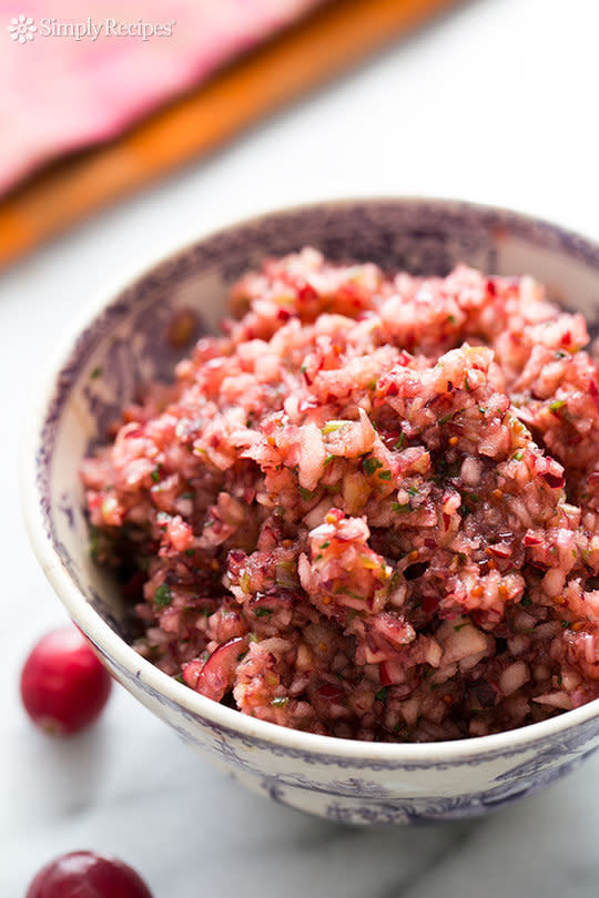 <strong>Get the <a href="http://www.simplyrecipes.com/recipes/cranberry_salsa/" target="_blank">Cranberry Salsa recipe</a> from Simply Recipes</strong>