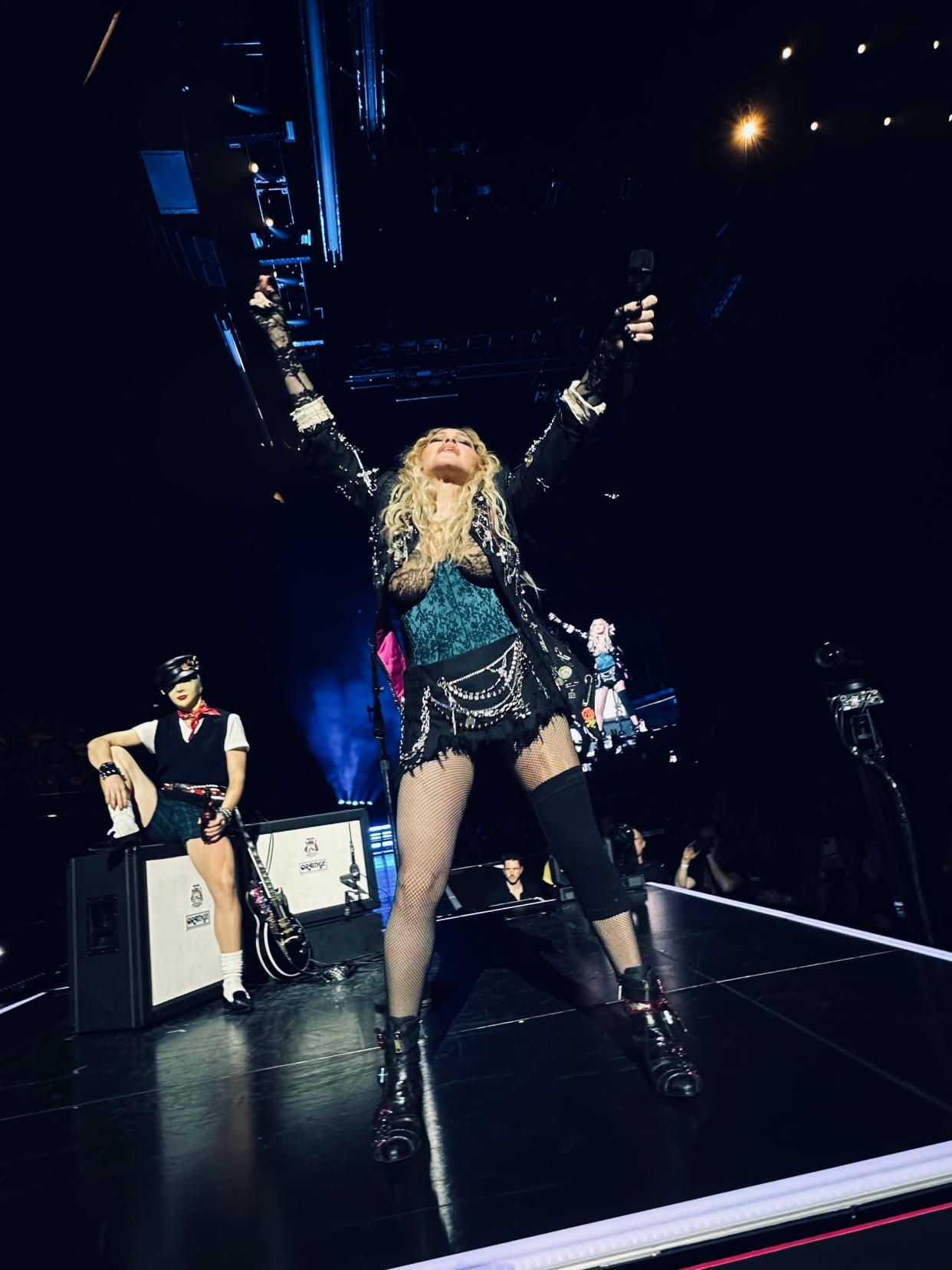 Madonna is still dealing with a wonky knee, but that doesn't slow her down during The Celebration Tour.