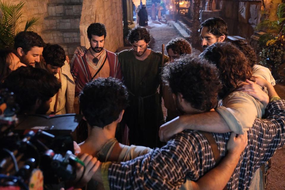 The first disciples of Jesus form a prayer circle after they have been instructed, as reported in the New Testament, to go out “two by two” to proclaim Christ’s Good News. The scene is the climax of Episode 2 of Season 3 of “The Chosen,” which debuted around the country Nov. 18.