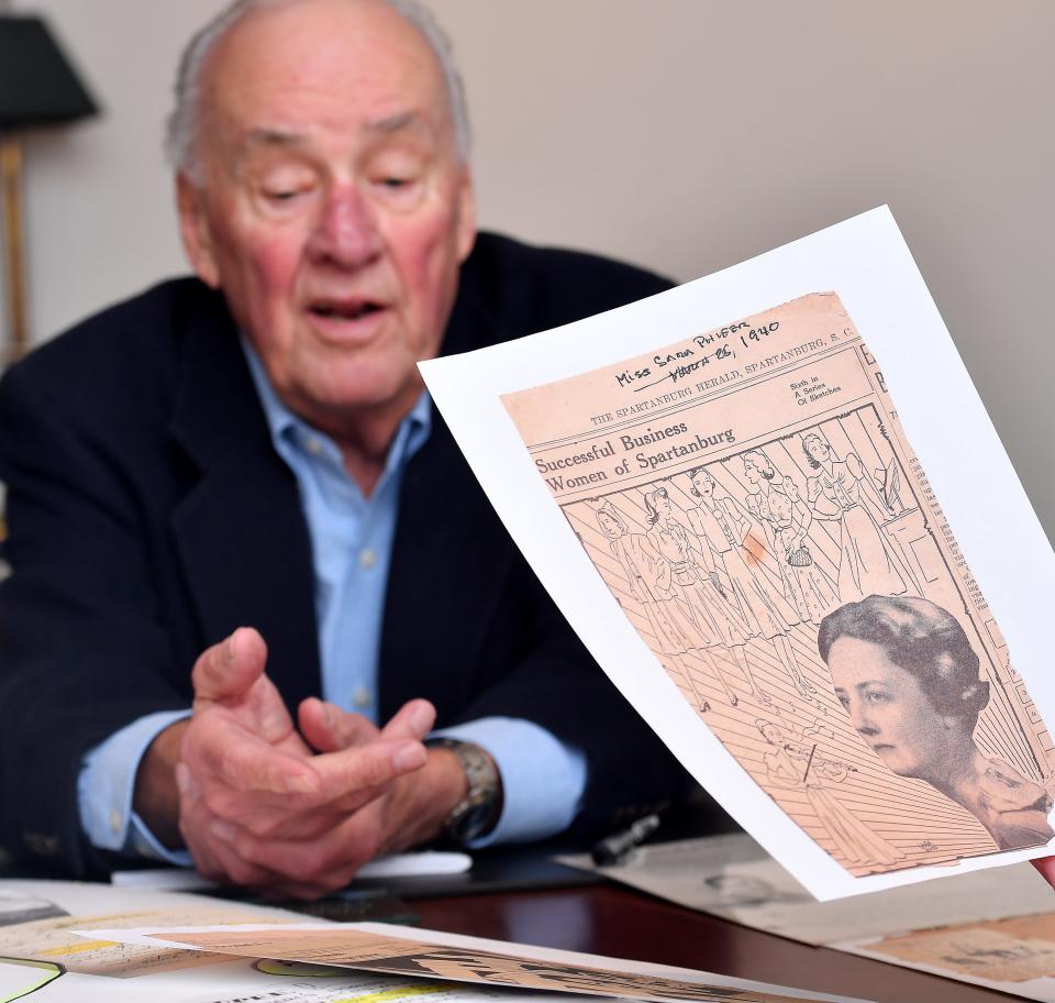 For years Lawton Wood was a cartoonist for The Spartanburg Herald Journal. Here, his son, Paul Wood, talks about his father's work at the Spartanburg County Headquarters Library in downtown Spartanburg on Jan. 12, 2023.