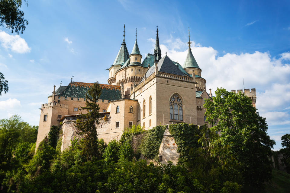 05.16.2020, Bojnice, Slovakia - Bojnice Castle (Bojnicky Zamok), Medieval Romanesque Castle built in the 12th Century.