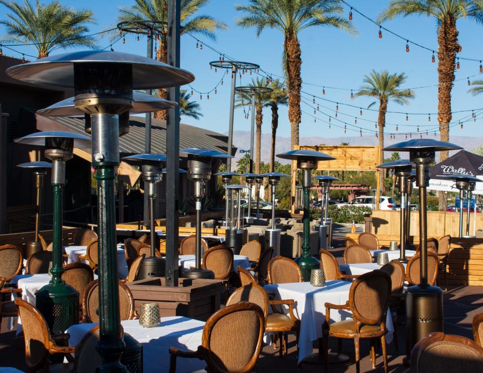 The patio of Wally's Desert Turtle in Rancho Mirage, Calif. on February 12, 2020