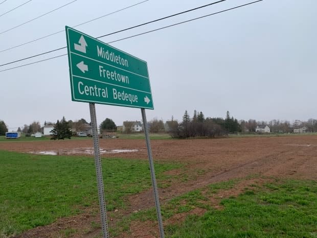 The new baseball field will be located here on Route 1A in Central Bedeque. (Shane Ross/CBC - image credit)