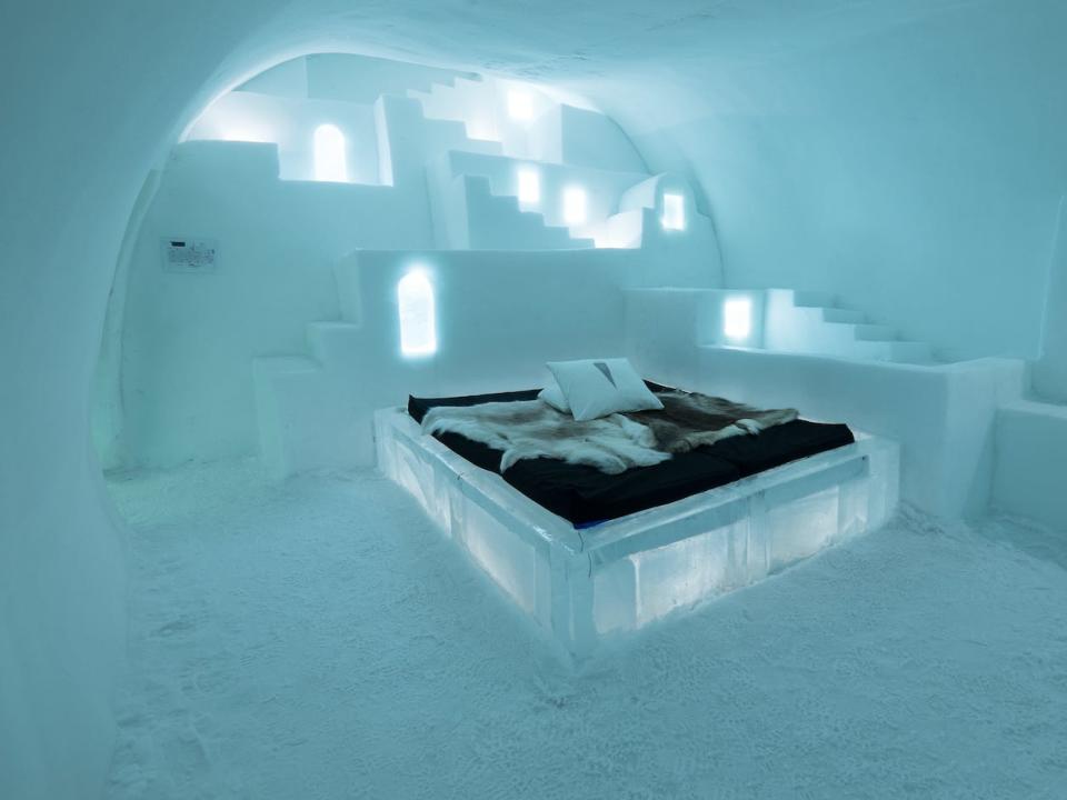 An ice hotel in Sweden.