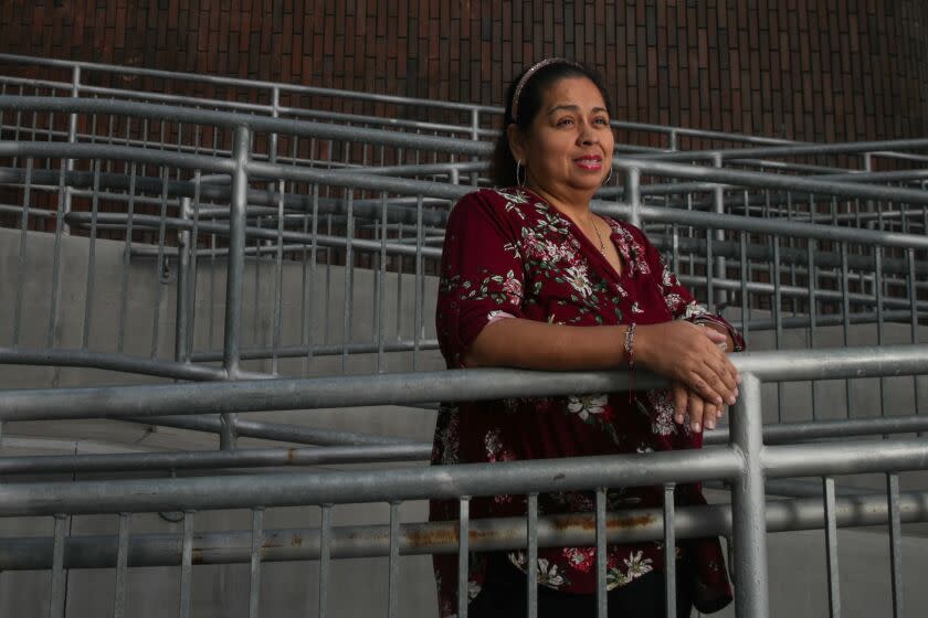 Los Angeles, CA - November 29: Claudia Chacon is an LAUSD parent talks about how LAUSD grades compare to student proficiency on state exams. Fairfax High School on Tuesday, Nov. 29, 2022 in Los Angeles, CA. (Irfan Khan / Los Angeles Times)