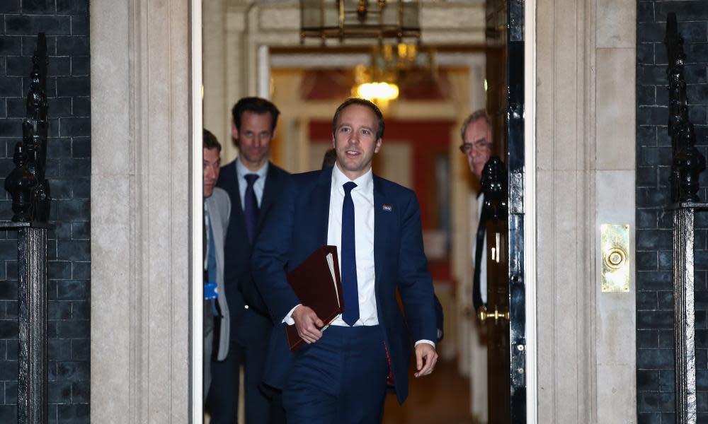 Matt Hancock leaves 10 Downing Street after being briefed on the Brexit deal.