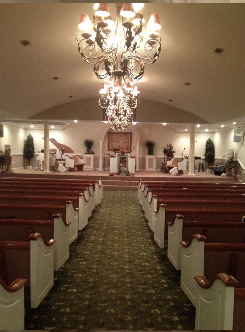 The interior of The First Pentecostal Church of Holly Springs in Mississippi in 2020.