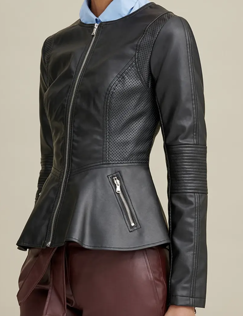 11) Peplum Faux Leather Jacket