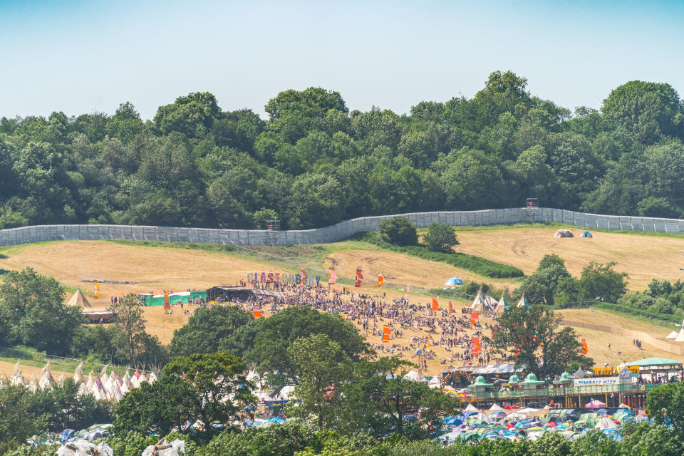 A view of the Glastonbury sign on Day 2 (Thursday) of the 2019 Glastonbury Festival at Worthy Farm in Somerset. Photo date: Thursday, June 27, 2019. Photo credit should read: Richard Gray/EMPICS Entertainment