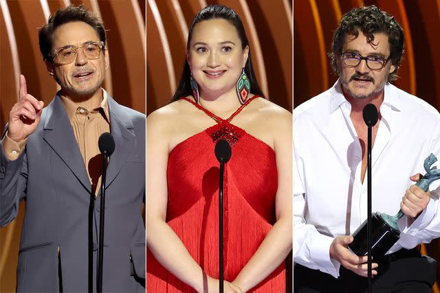 <p>Matt Winkelmeyer/Getty Images (3)</p> 2024 SAG Awards winners: Robert Downey Jr., Lily Gladstone, and Pedro Pascal