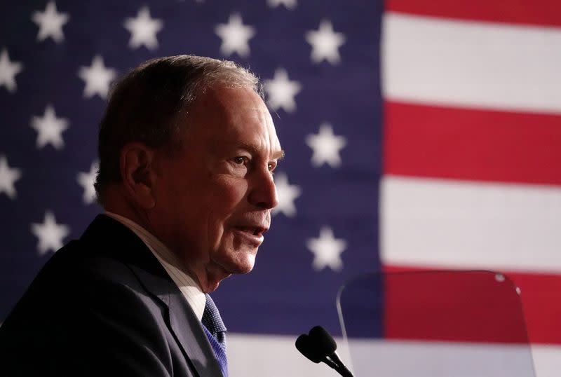 FILE PHOTO: U.S. Democratic presidential candidate Michael Bloomberg appears at a campaign event in Memphis