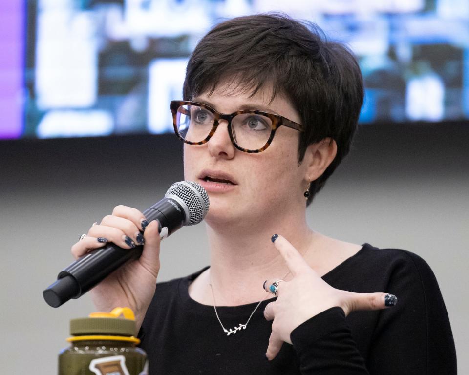 JoBeth Hamon, Oklahoma City councilwoman for Ward 6, speaks Monday during a town hall meeting to discuss the future of Oklahoma County's jail.