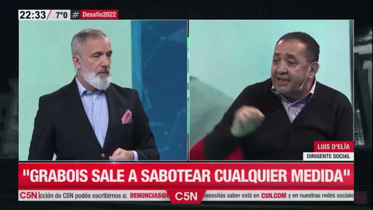 Luis D'Elia y Juan Grabois discutieron en un estudio de televisión y debieron separarlos