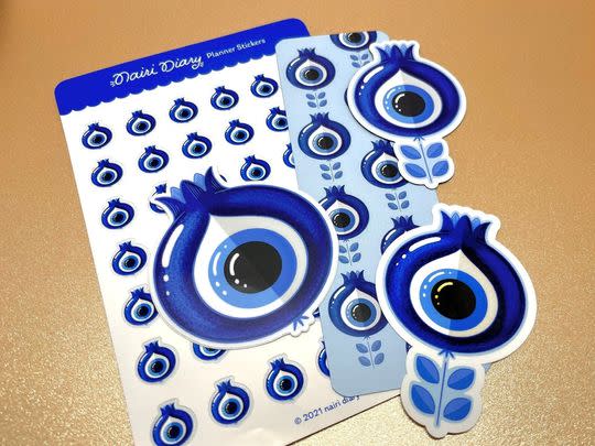 An evil eye magnet, bookmark and sticker five-pack