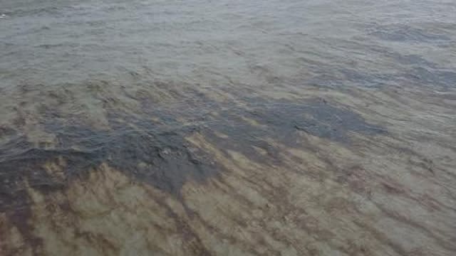 An oil spill seen in the Gulf of Mexico on Nov. 16, 2023