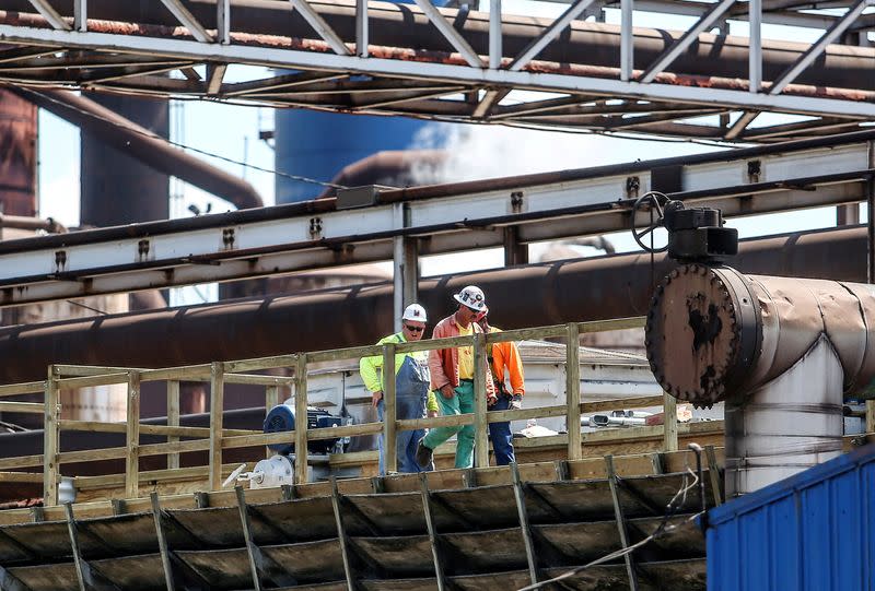 FILE PHOTO: Steel workers at U.S. Steel Granite City Works in Granite City