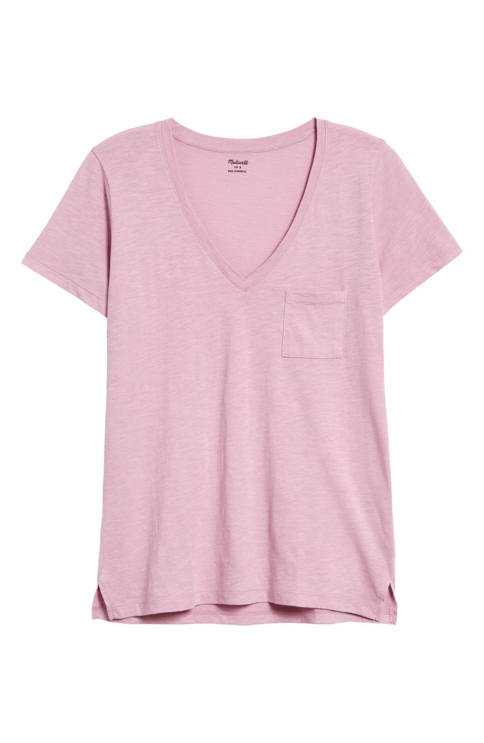 Whisper Cotton V-Neck Pocket Tee in Lavender Mist