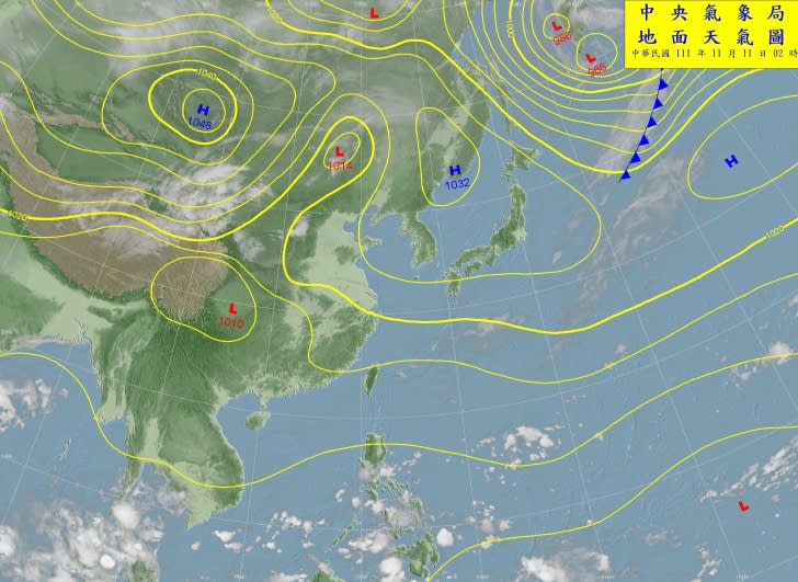 地面天氣圖。（圖／中央氣象局）