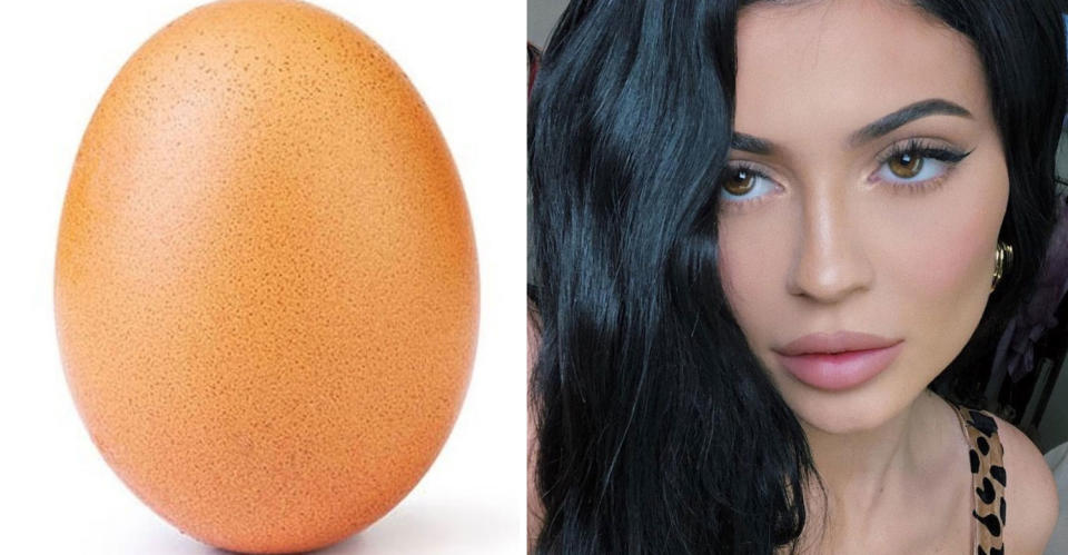 The reality star has a new enemy – an egg. (Instagram)