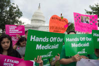 <p>Supporters of Planned Parenthood hold a rally as they protest the U.S. Senate Republicans’ healthcare bill outside the U.S. Capitol in Washington, June 27, 2017. (Photo: Saul Loeb/AFP/Getty Images) </p>