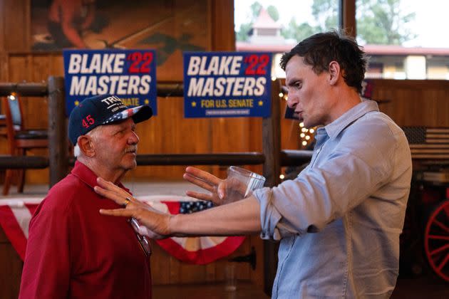 Republican strategists are worried that Arizona Senate candidate Blake Masters, who has a history of embracing extreme views, will lose against Democrat Mark Kelly. (Photo: Bill Clark/Getty Images)