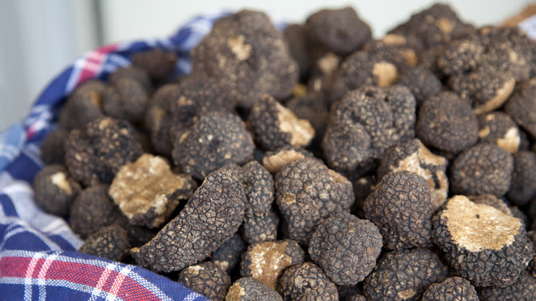 Pile of black truffles