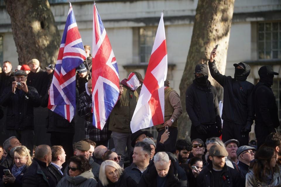 The two minutes’ silence was marked respectfully and without incident before officers ‘faced aggression in significant numbers’ (PA)