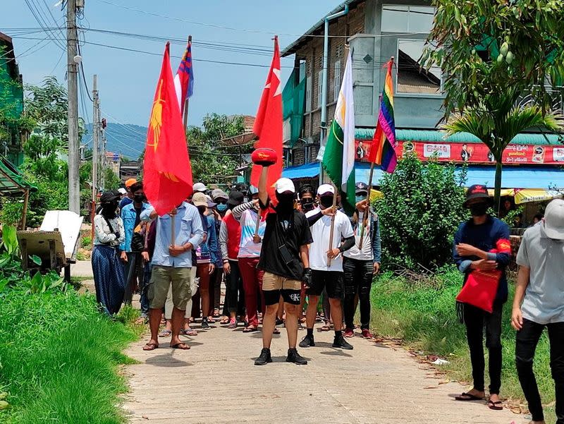 FILE PHOTO: Demonstrators march to protest against the military coup, in Dawei