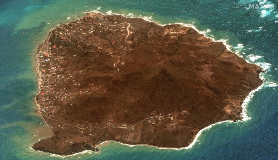 Grenada’s Petite Martinique island pictured on July 2  after Hurricane Beryl caused destruction (Satellite image ©2024 Maxar Technologies)