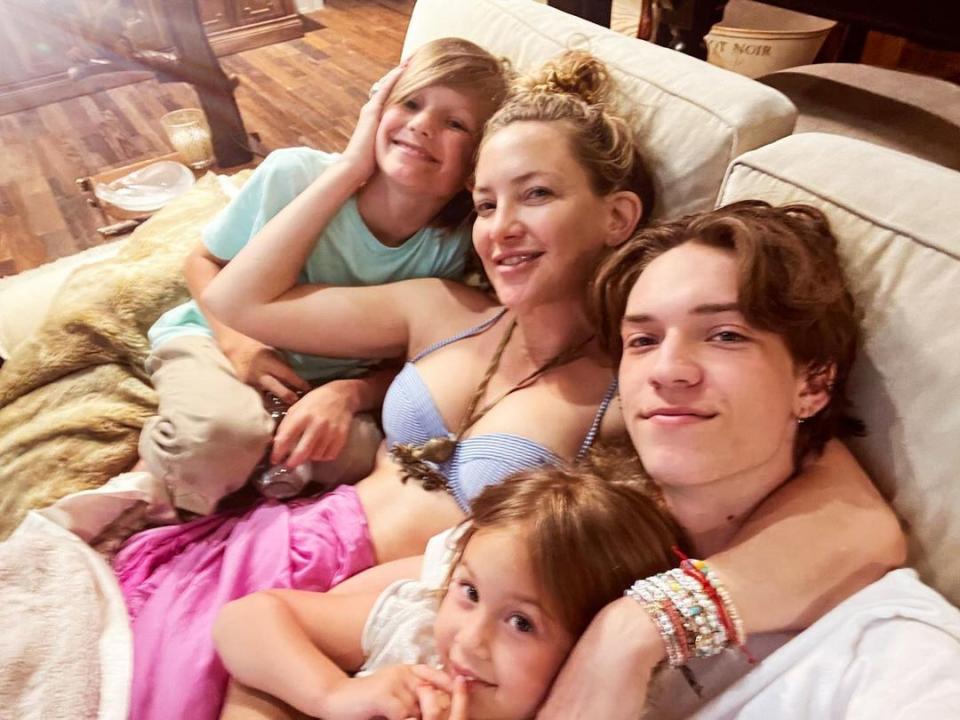 <p>Kate Hudson/ Instagram</p> Kate Hudson and all three of her kids