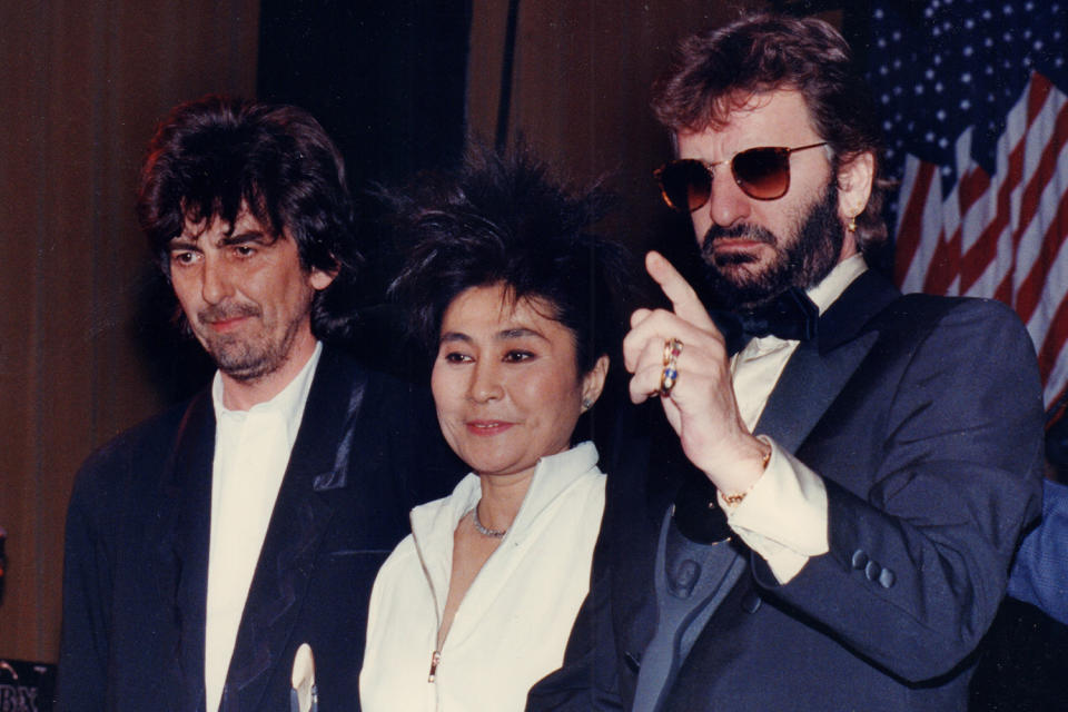 George Harrison, Yoko Ono and Ringo Starr in 1988