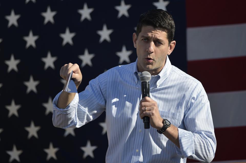 House Speaker Paul Ryan at the First Congressional District Republican Party of Wisconsin Fall Fest on Oct. 8, 2016. (Photo: Mandel Ngan/AFP/Getty Images)