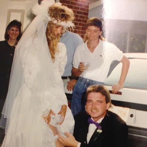 <p>Morgan Wallen Instagram</p> Morgan Wallen's parents, Tommy and Lesli Wallen, on their wedding day.