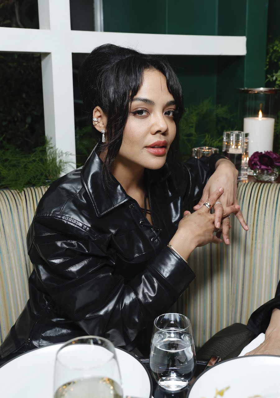 beverly hills, california march 09 tessa thompson attends the chanel and charles finch annual pre oscar dinner at the polo lounge at the beverly hills hotel on march 09, 2024 in beverly hills, california photo by stefanie keenanwireimage