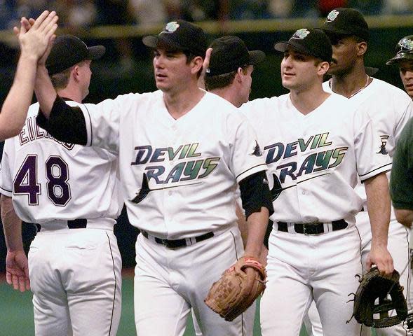 The Tampa Bay Rays will wear their original Devil Rays uniforms for select games to celebrate their 20th anniversary. (AP)