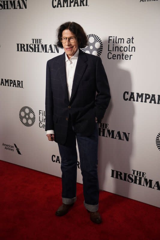 Fran Lebowitz arrives on the red carpet at the premiere of "The Irishman" at Alice Tully Hall on September 27, 2019, in New York City. The writer turns 73 on October 27. File Photo by Bryan Smith/UPI