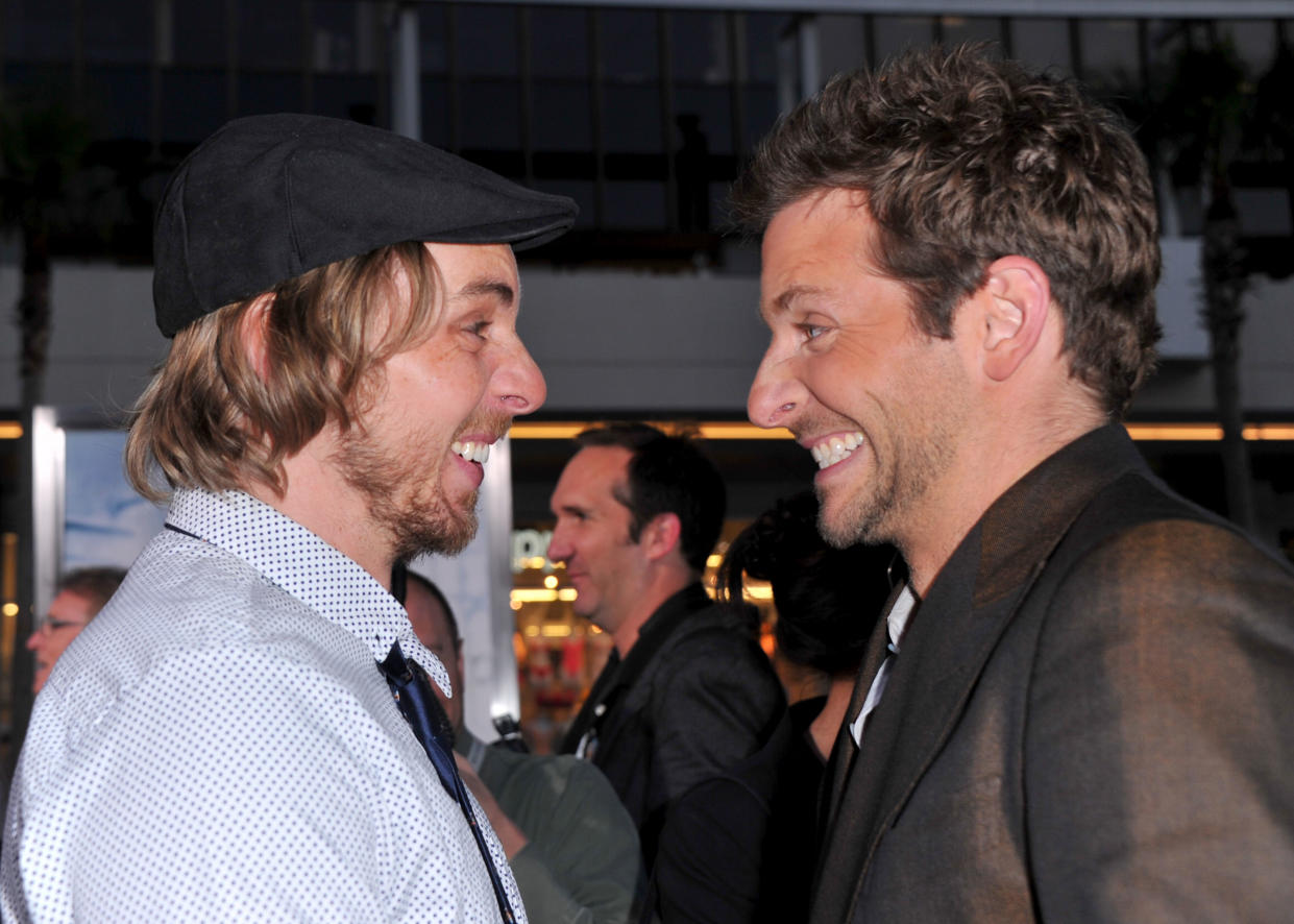 LOS ANGELES, CA - MAY 19:  Actors Dax Shepard (L) and Bradley Cooper arrive at the premiere of Warner Bros. 