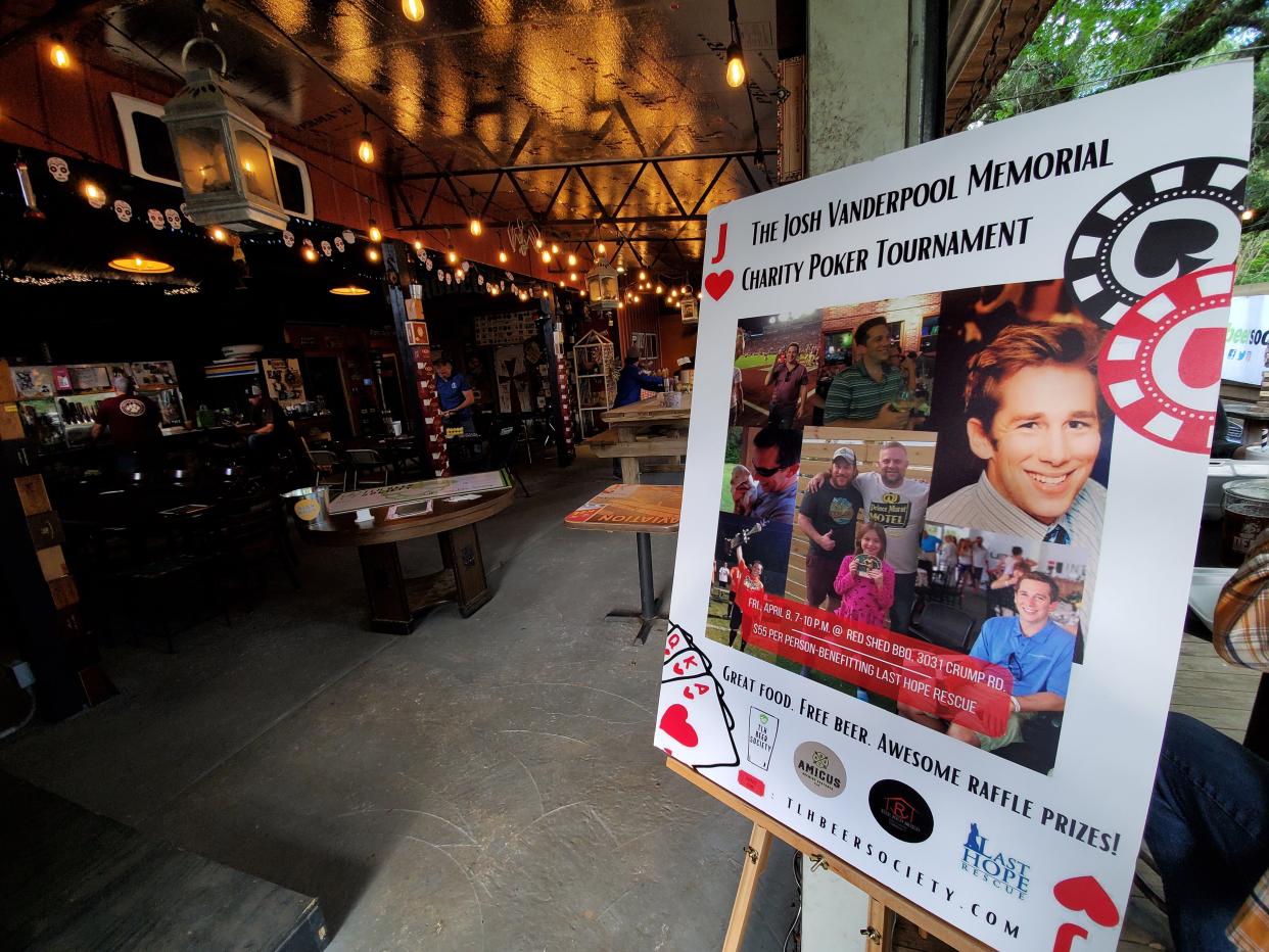 Inaugural Josh Vanderpool Memorial Charity Poker Tournament - named after longtime TLH Beer Society member Josh Vanderpool, who died unexpectedly Feb. 9 at the age of 35 - took place at the Red Shed BBQ Restaurant on April 8, 2022.