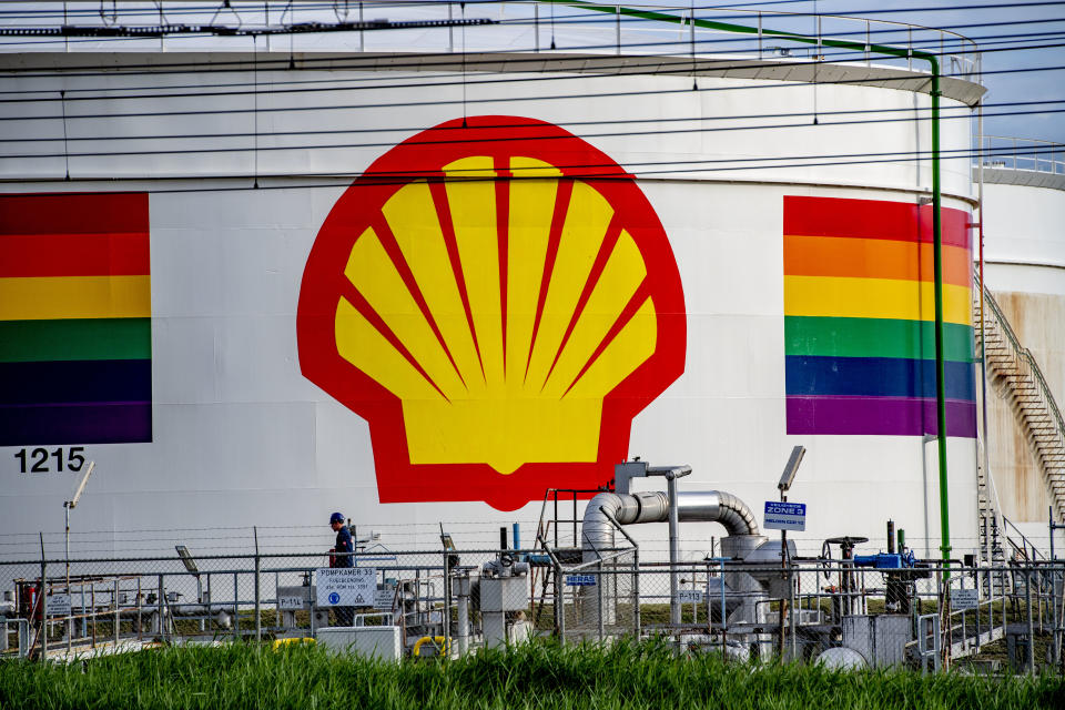 Royal Dutch Shell Oil industry company at the Port of Rotterdam pictured on July 2, 2019 in Rotterdam, Netherlands. The Port of Rotterdam is one of the largest ports in Europe. (Photo by Robin Utrecht/Sipa USA)