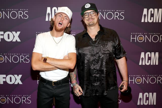 <p>Terry Wyatt/Getty</p> Bailey Zimmerman and HARDY at the ACM Honors in Nashville on Aug. 23, 2023