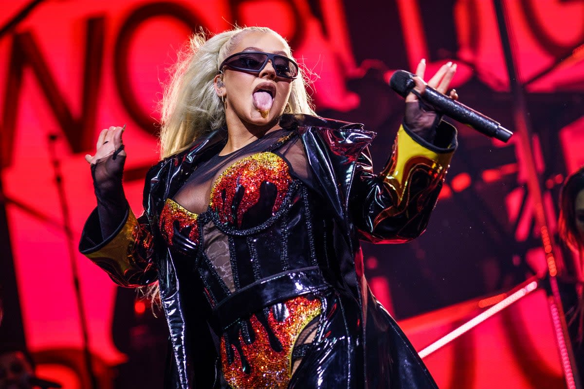 Christina Aguilera performs on stage at the O2 Arena (Scott Garfitt/Invision/AP)