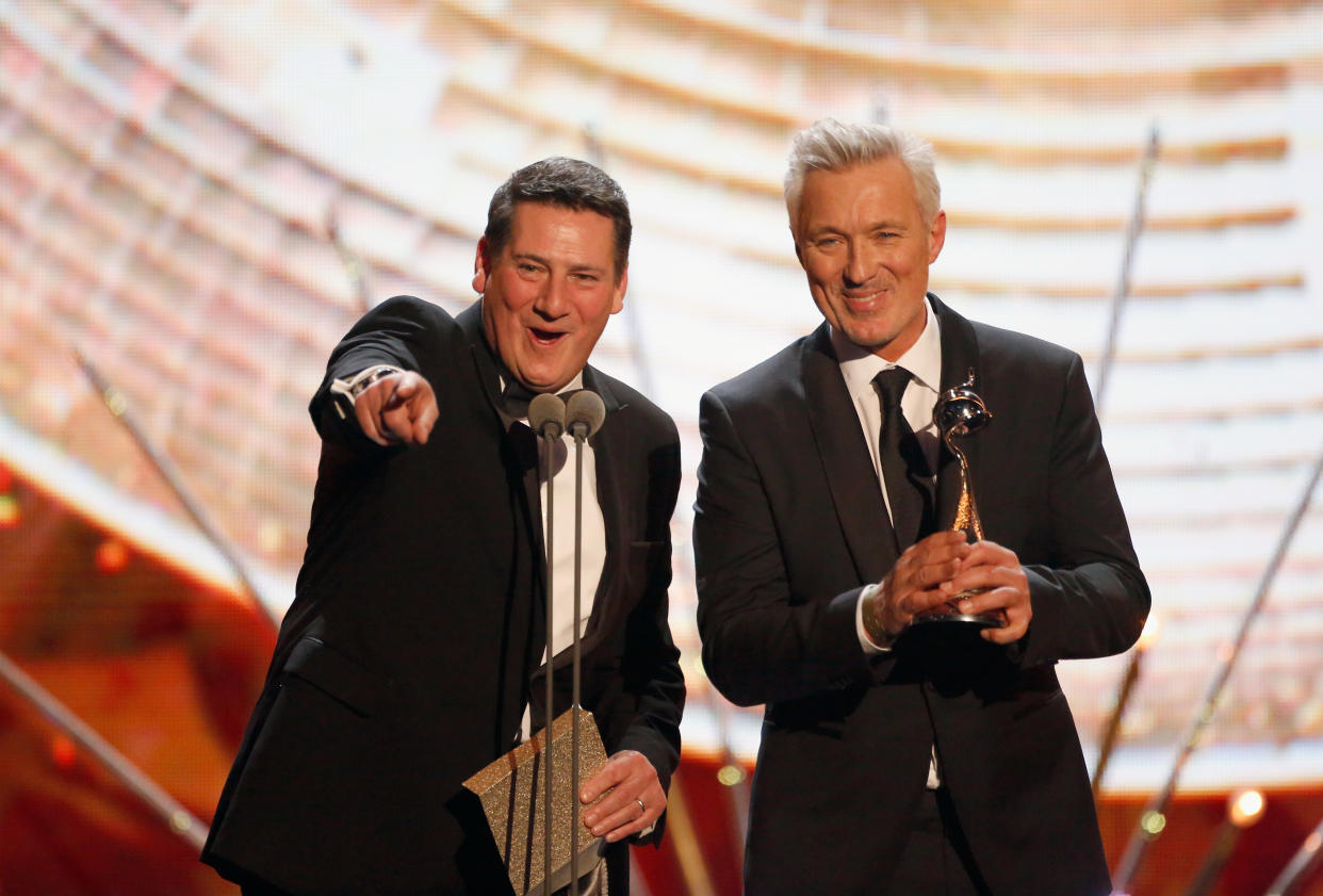 LONDON, ENGLAND - JANUARY 20:  Tony Hadley and Martin Kemp present at the 21st National Television Awards at The O2 Arena on January 20, 2016 in London, England.  (Photo by Tristan Fewings/Getty Images)