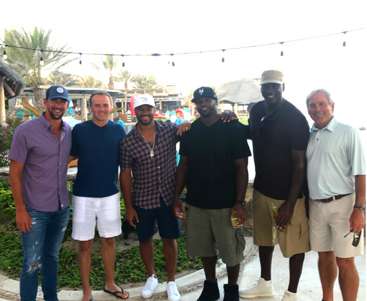 From left: Michael Phelps, Jordan Spieth, Russell Wilson, Dwight Freeney, Michael Jordan and Fred Couples. (Jordan Spieth/Instagram)