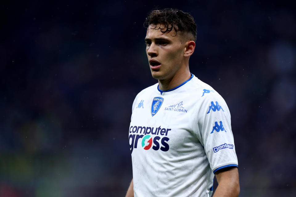 STADIO GIUSEPPE MEAZZA, MILANO, ITALY - 2022/05/06: Kristjan Asllani of Empoli Fc  looks on during the Serie A match between Fc Internazionale and Empoli Fc. Fc Internazionale wins 4-2 over Empoli Fc. (Photo by Marco Canoniero/LightRocket via Getty Images)