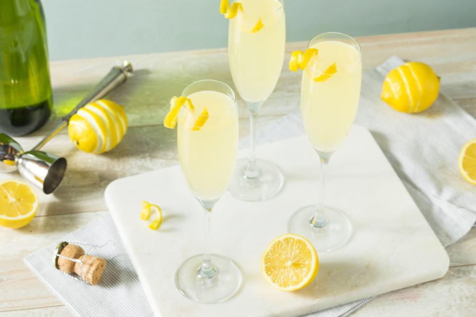 boozy bubbly lemon french 75 cocktail