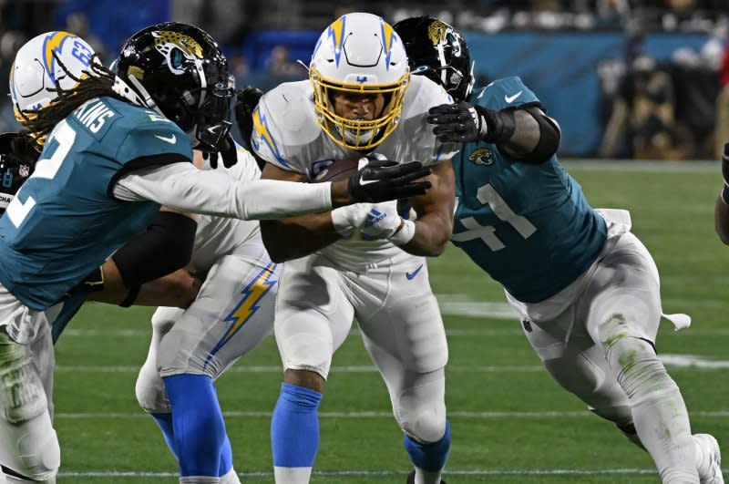 Linebacker Josh Allen (R) made the Pro Bowl twice through his first five seasons with the Jacksonville Jaguars. File Photo by Joe Marino/UPI
